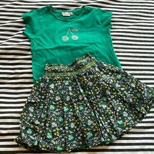 Green Floral Kids Skirt